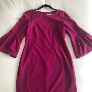 Fuchsia dress with bell sleeves